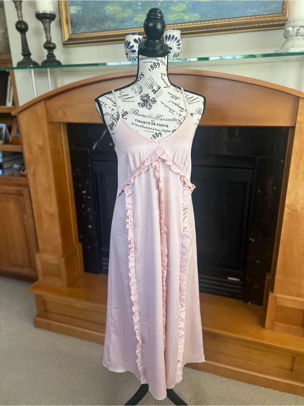 Hinge Pink Ruffle Slip Dress